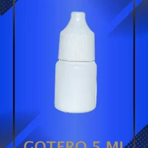 Gotero de 5 ml color blanca con tapa blanca con leyenda escrita