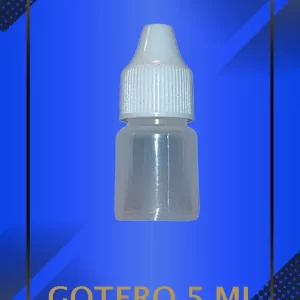 Gotero de 5 ml color natural con tapa blanca con leyenda escrita