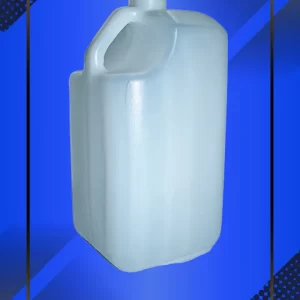 Botella 2000 ml tipo garrafa color natural con tapa blanca con leyenda escrita en fondo azul