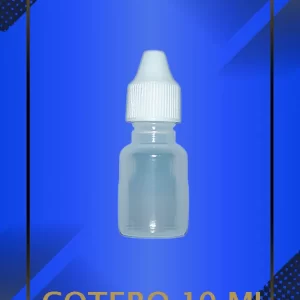 Gotero de 10 ml color natural con tapa blanca con leyenda escrita