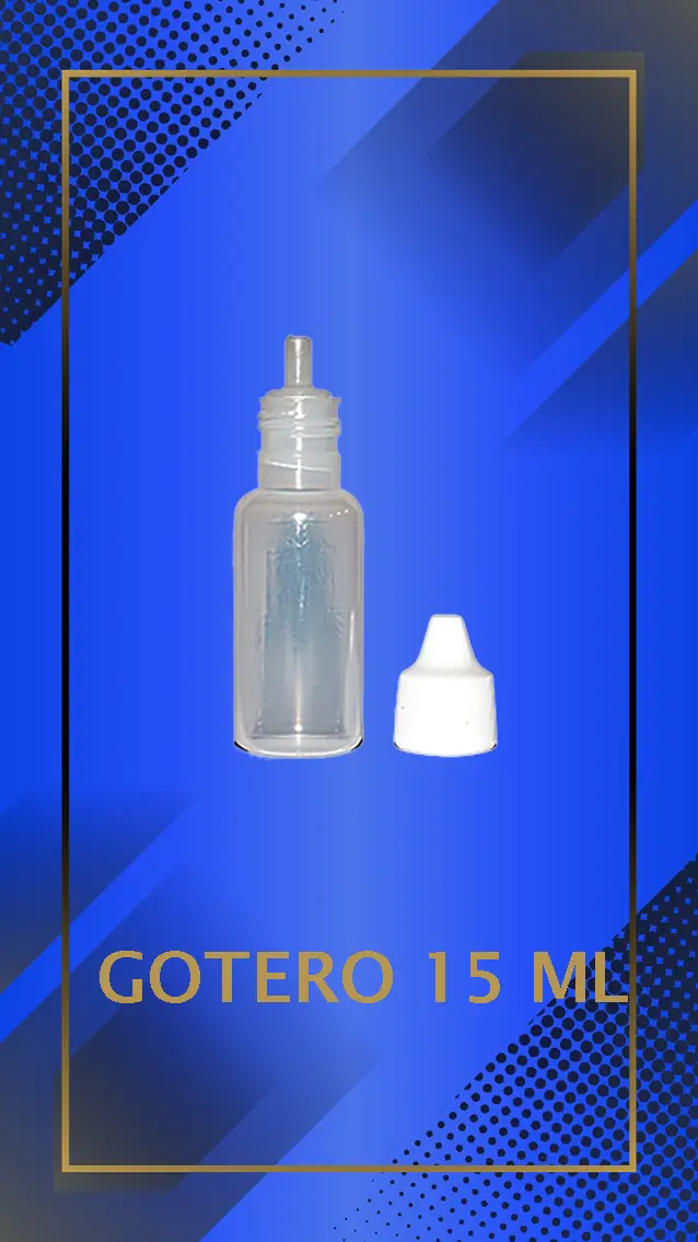 Gotero de 15 ml color natural con tapa blanca con e inserto perforado a la vista con leyenda