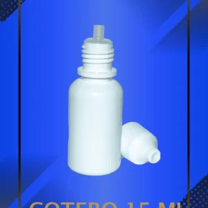 Gotero de 15 ml color natural con tapa blanca con e inserto perforado a la vista con leyenda