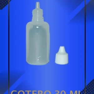 Gotero de 30 ml color natural con tapa blanca con e inserto perforado a la vista con leyenda