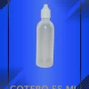 Gotero de 55 ml color Natural con tapa blanca con leyenda escrita en fondo azul