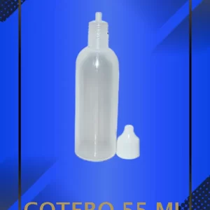 Gotero de 55 ml color natural con tapa blanca con e inserto perforado a la vista con leyenda