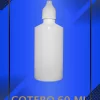 Gotero de 60 ml color blanco con tapa blanca con leyenda escrita en fondo azul
