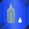 Gotero de 60 ml color Natural con tapa blanca con e inserto a la vista en fondo azul