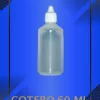 Gotero de 60 ml color Natural con tapa blanca con leyenda escrita en fondo azul
