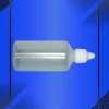 Gotero de 60 ml color natural con tapa blanca acostado en fondo azul