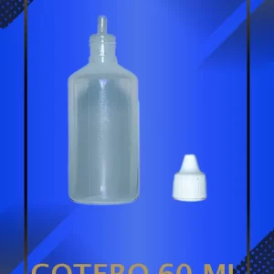 Gotero de 60 ml color natural con tapa blanca con e inserto perforado a la vista con leyenda