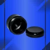 Envase 180 ml tipo Pomadera color Negro con tapa a la vista acostada en fondo azul