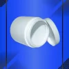 Envase 250 ml tipo Tarro color Blanco con tapa a la vista acostada en fondo azul