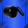 Envase 500 ml tipo Tarro color Negro con tapa a la vista acostada en fondo azul