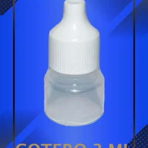 Gotero de 3 ml color natural con tapa blanca con leyenda escrita