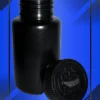 Envase 150 ml tipo Pastillero color Negro con tapa a la vista en fondo azul